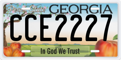 GA license plate CCE2227