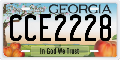 GA license plate CCE2228