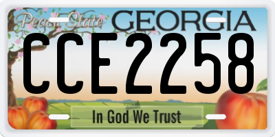 GA license plate CCE2258