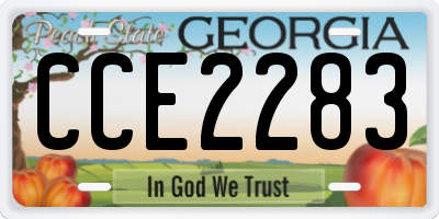 GA license plate CCE2283