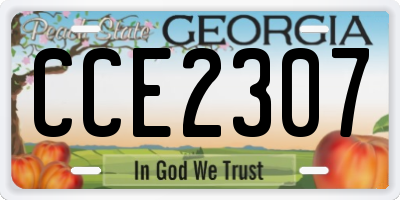 GA license plate CCE2307