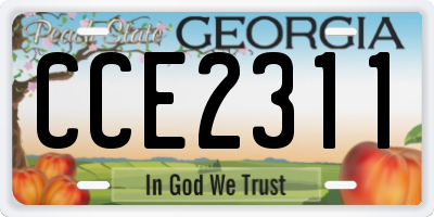 GA license plate CCE2311