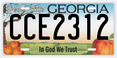 GA license plate CCE2312