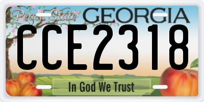 GA license plate CCE2318