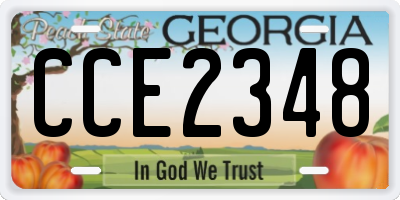 GA license plate CCE2348