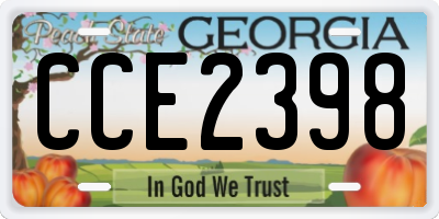 GA license plate CCE2398