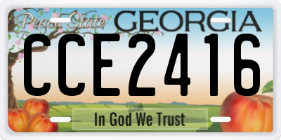 GA license plate CCE2416
