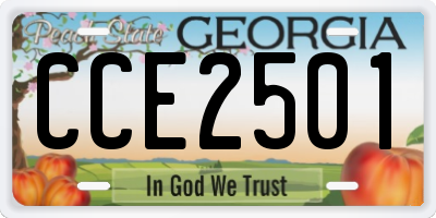 GA license plate CCE2501