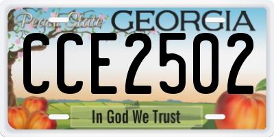 GA license plate CCE2502