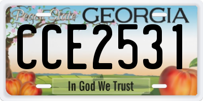 GA license plate CCE2531