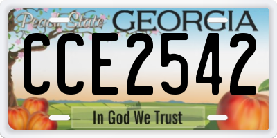 GA license plate CCE2542