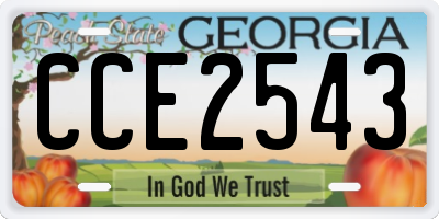 GA license plate CCE2543