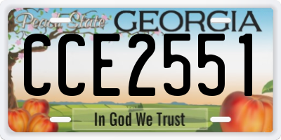 GA license plate CCE2551