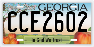 GA license plate CCE2602