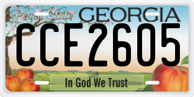 GA license plate CCE2605