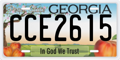 GA license plate CCE2615