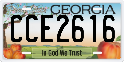 GA license plate CCE2616