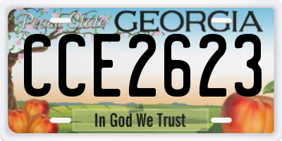 GA license plate CCE2623