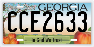 GA license plate CCE2633