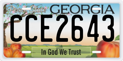 GA license plate CCE2643
