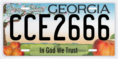 GA license plate CCE2666