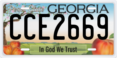 GA license plate CCE2669