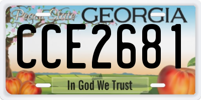 GA license plate CCE2681