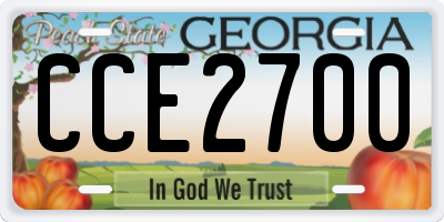 GA license plate CCE2700