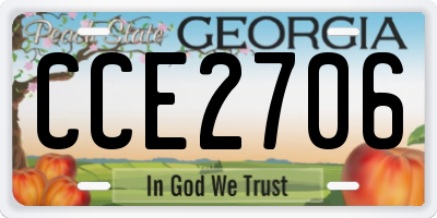 GA license plate CCE2706