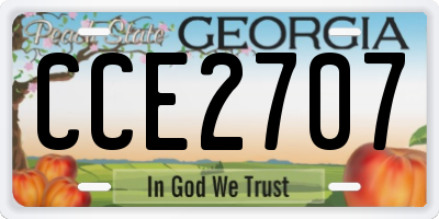 GA license plate CCE2707