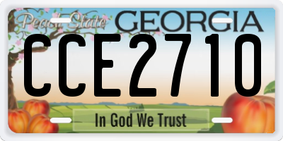 GA license plate CCE2710