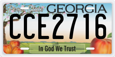 GA license plate CCE2716