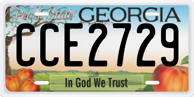 GA license plate CCE2729