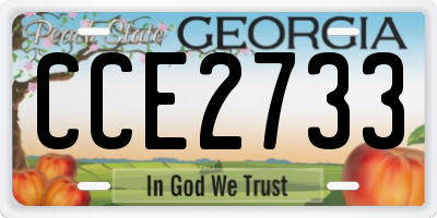 GA license plate CCE2733