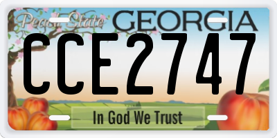GA license plate CCE2747
