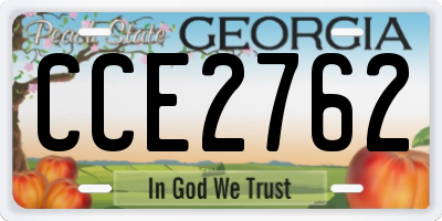 GA license plate CCE2762