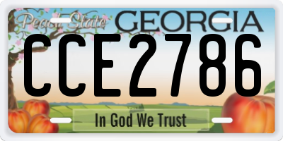 GA license plate CCE2786