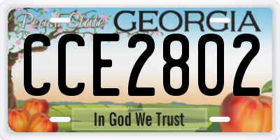 GA license plate CCE2802
