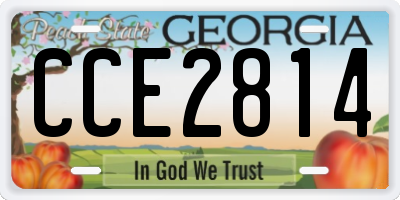 GA license plate CCE2814