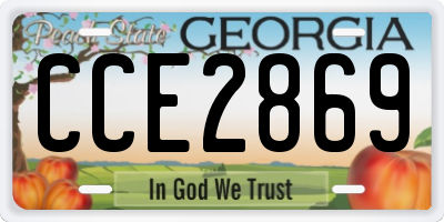 GA license plate CCE2869