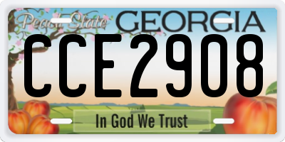 GA license plate CCE2908