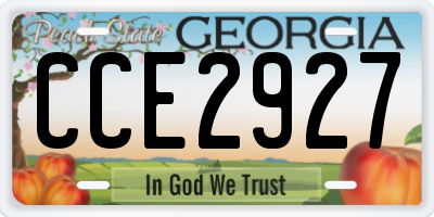 GA license plate CCE2927