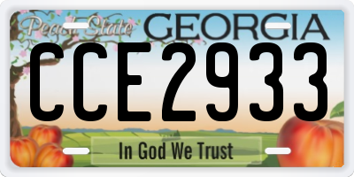 GA license plate CCE2933
