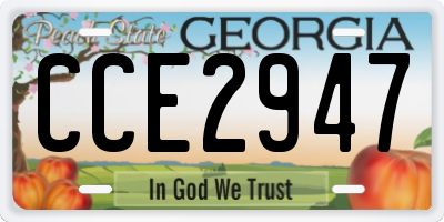 GA license plate CCE2947