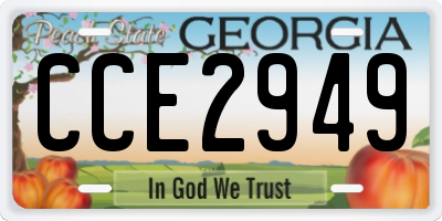 GA license plate CCE2949