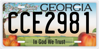 GA license plate CCE2981