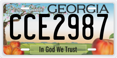 GA license plate CCE2987