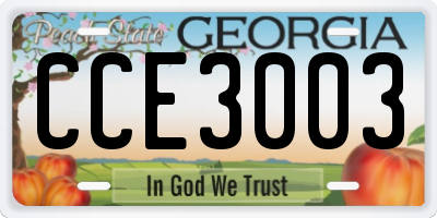 GA license plate CCE3003