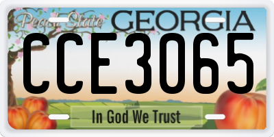 GA license plate CCE3065