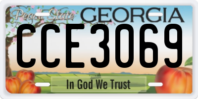 GA license plate CCE3069